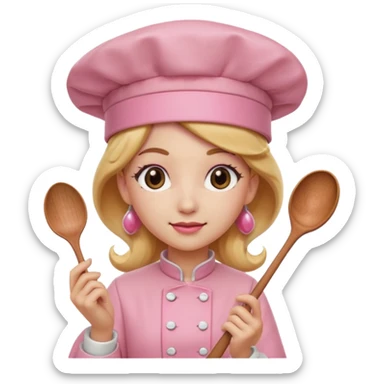 Pink chef hat princess peach with a hand and spoon sticker