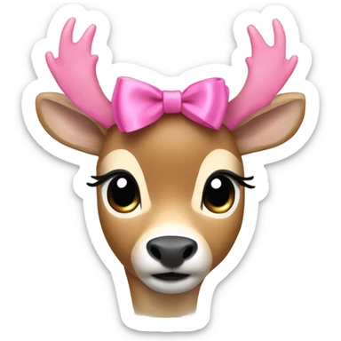 deer with a pink bow sticker