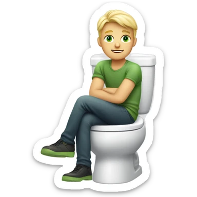Blonde green eyes guy sitting on toilet sticker