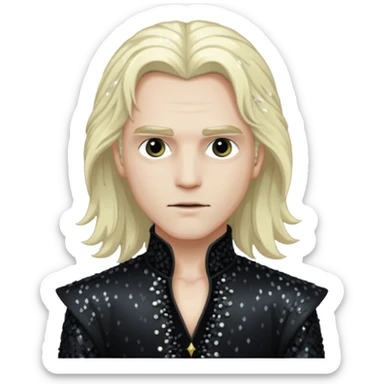Lestat de Lioncourt with long platinum blonde hair, black sequin outfit sticker