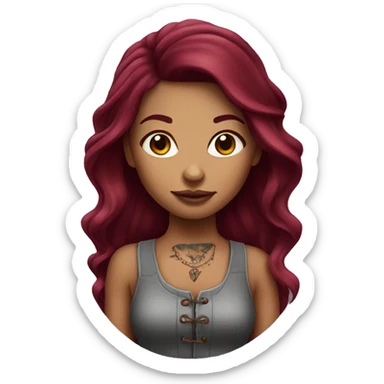 Tattooed girl with long Burgundy hair sticker