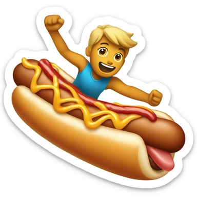 Boy riding a hotdog sticker
