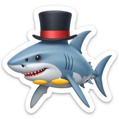 Shark with a top hat sticker