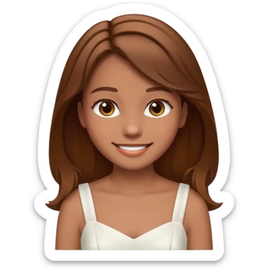 girl walking wearing a white dress, the hair color is brown sticker