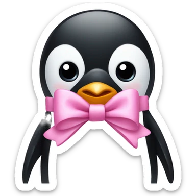 penguin with pink bow  sticker