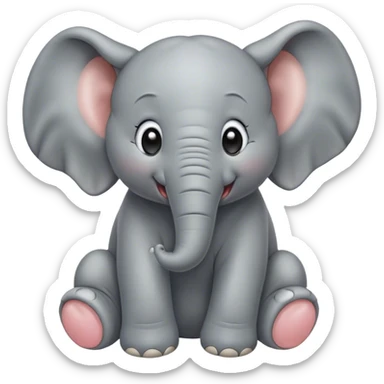 Cinematic Cute Yawning Baby Elephant Portrait Emoji, Head tilted slightly with a dramatic, wide-open yawn, showcasing a soft, downy gray hide with oversized drooping ears, round eyes barely open in drowsy contentment, Simplified yet irresistibly adorable features, highly detailed, glowing with a soft, cozy glow, high shine, relaxed yet expressive, stylized with a touch of gentle whimsy, bright and endearing, soft glowing outline, capturing the essence of a sleepy yet affectionate baby elephant, so drowsy it feels like it could stretch out of the screen and curl up for a nap! sticker