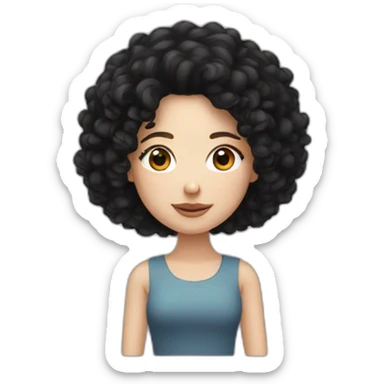 White girl with frizzy black hair sticker