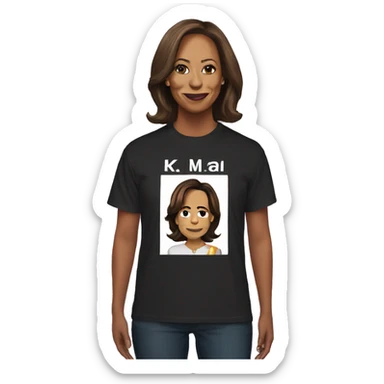 Wearing a Kamala Harris shirt sticker