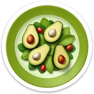 A stylized salad plate in greens or avocado with the hashtag #VogueBody. sticker