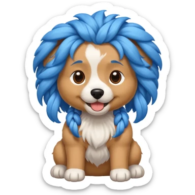 blue braided haired dog sticker