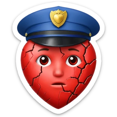 Corazón roto con gorra de policia sticker