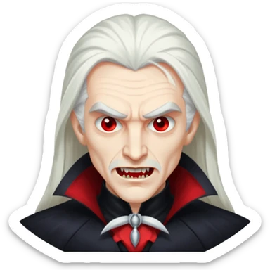 Dracula with long white hair sticker