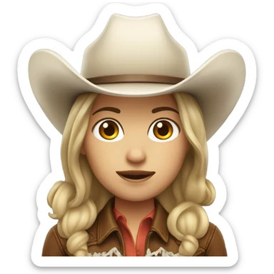 white cowgirl with brown hair sticker