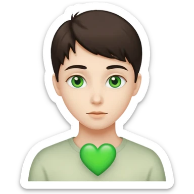 Carita con corazones verdes en los ojos sticker