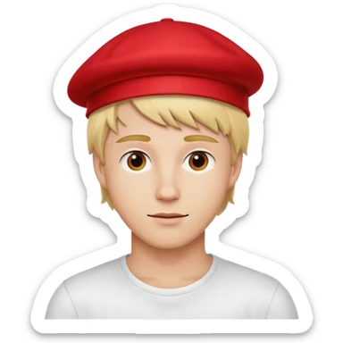blond guy with a redhat from the company redhat and he is young sticker