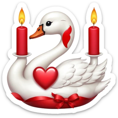 cute bow, heart, swan and candle emojis in deep reddish colour sticker