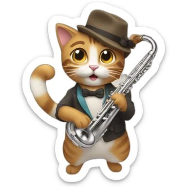 un chat jouant de la flûte sticker