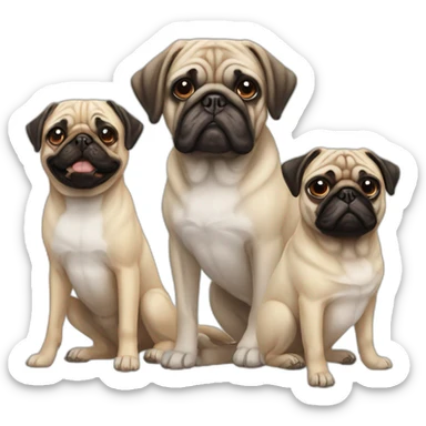 Two dogs a ahj tzu next to pug sticker