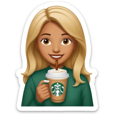 Girl drinking Starbucks sticker