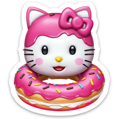 hello kitty eating a donut sticker
