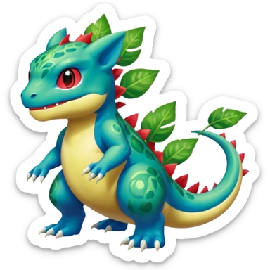 Shiny Aural Bulbasaur-Charmeleon-Inteleon-Sceptile-Greninja-Fakémon-fusion (full body) sticker