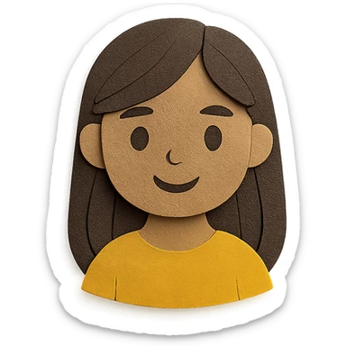 paper craft style light skin brown girl with long dark brown hair and dark brown eyes sticker