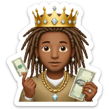 Black man dreads with crown diamond jewelry and money  sticker