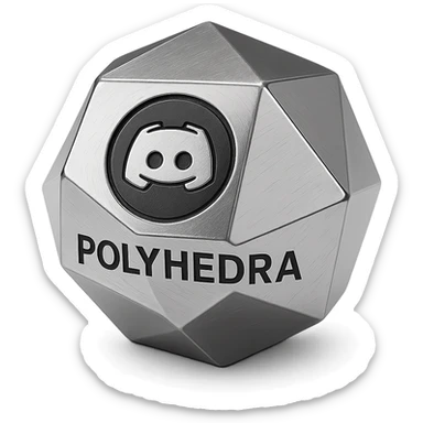 Polyhedra company logo for Discord, black and white sticker