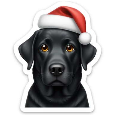 Black lab wearing Santa hat sticker