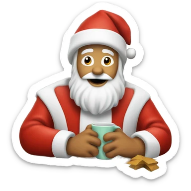 Santa claus with snow on table sticker