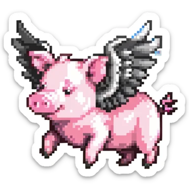 flying pig with wings sticker