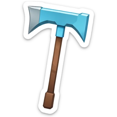 Minecraft diamond pickaxe with brown handle sticker