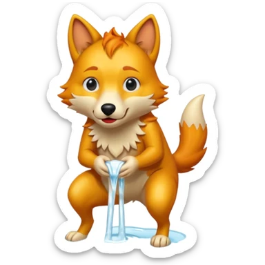 A ginger wolf peeing  sticker