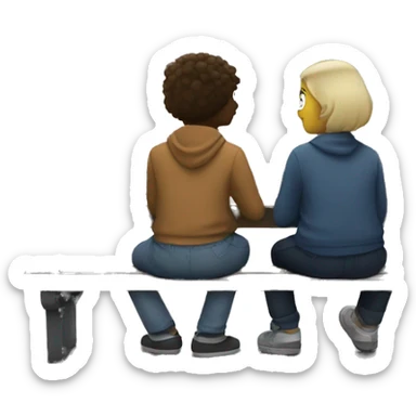 two best friends sitting on a bench looking at the stars sticker