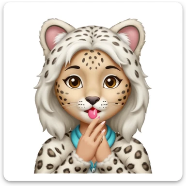 Anthropomorphic snow-leopard girl blowing kisses sticker