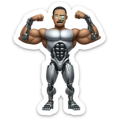 Flexing cyborg bicep and forearm with circuits and shocks sticker