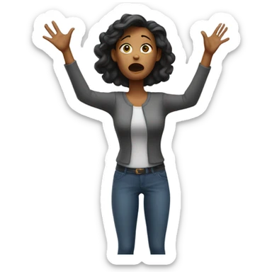 shocked woman hands up full body sticker