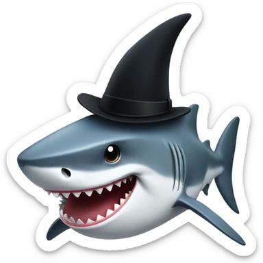 Shark with a top hat sticker