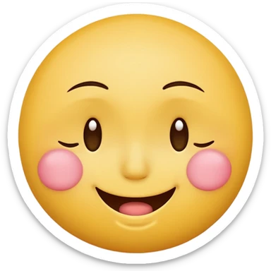Emoji, yellow round smiling face, pronounced shame sticker