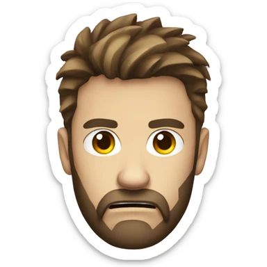 very angry male head with a beard and short scruffy medium brown hair  sticker