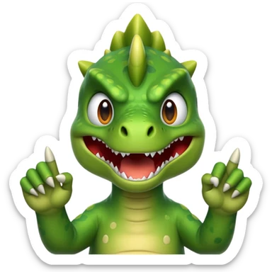 Dino flipping off sticker