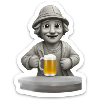 statue de l'ile de paque qui boit une biere sticker