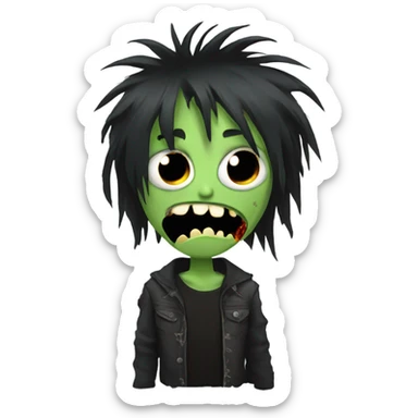 zombie emo boy with long shaggy hair sticker