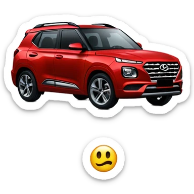 Red Hyundai Venue with “swangas” on the wheels sticker