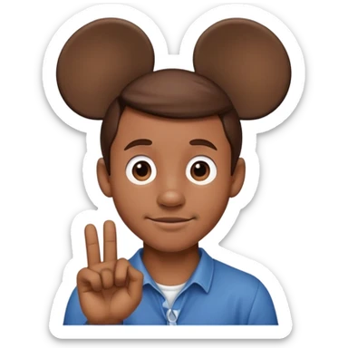 Man Brown hair wearing Mickey Mouse ears sticker