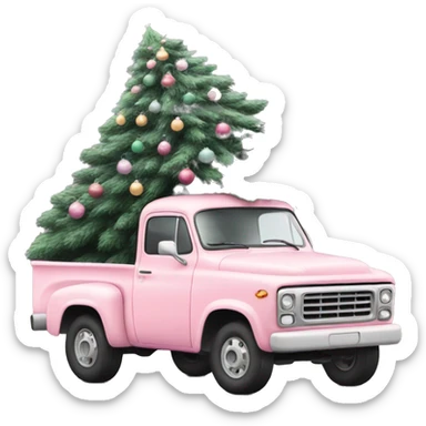 Pastel Pink truck with Christmas tree sticker