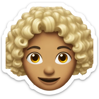 Woman with missing teeth and has curly hair. Teeth spaced like a jack-o’-lantern  sticker