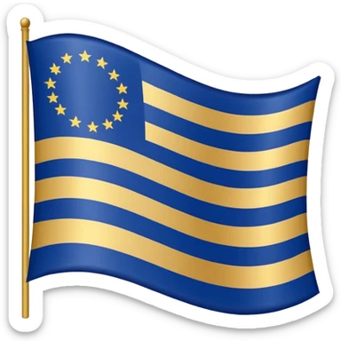 A flag with two dark blue stripes and a gold stripe in the middle sticker
