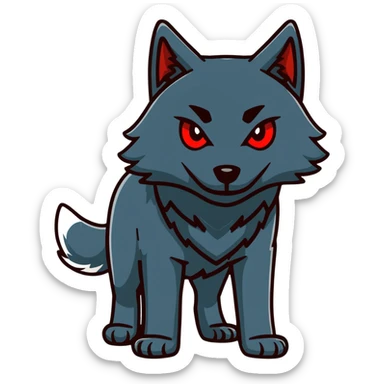 menacing black wolf with bright red eyes sticker