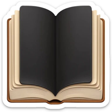 open brown book with completely empty, black pages sticker